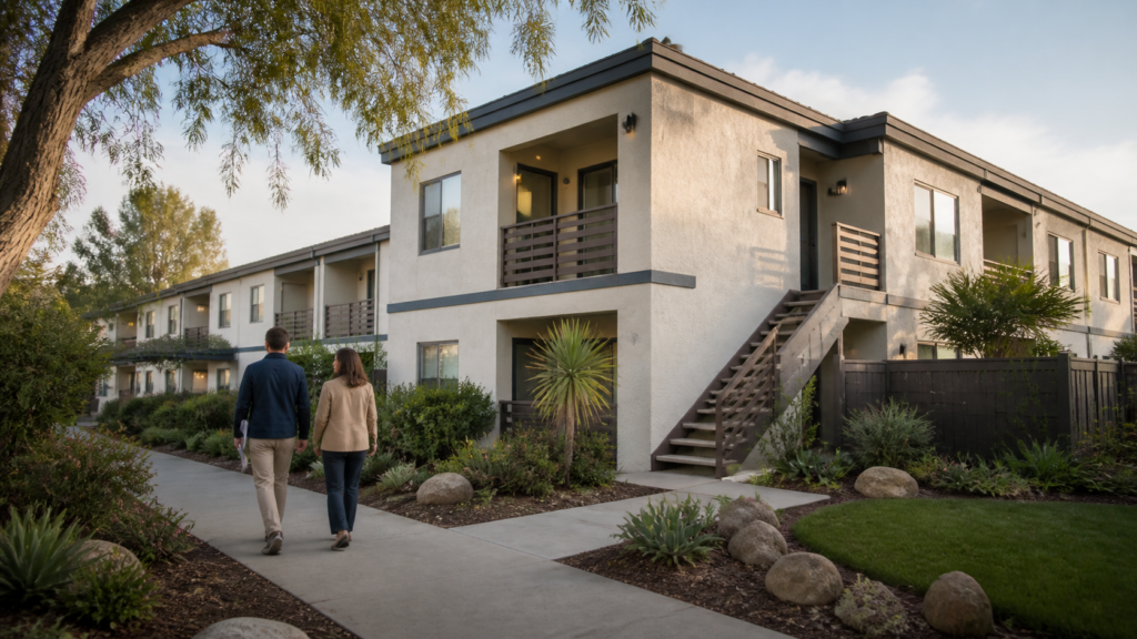 VisionWise Capital professionals reviewing an anonymized Southern California multifamily property